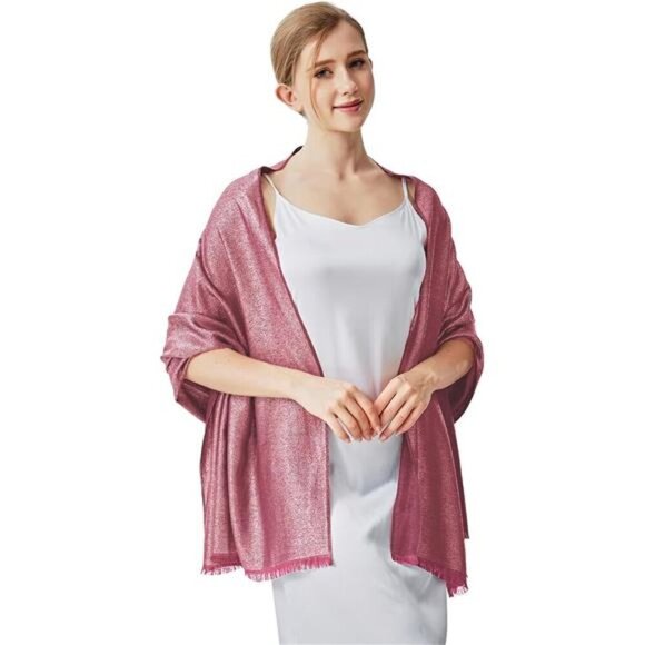 Sparkling Metallic Shawl Wraps Scarf Red - Picture 1 of 6